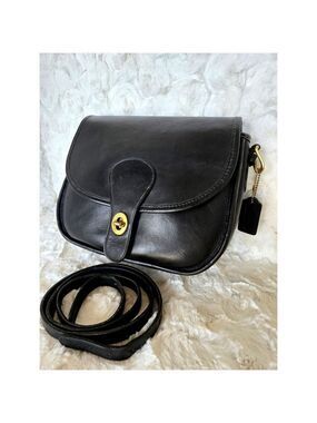 Vintage Coach Saddlery Bag Black Turnlock Flap Shoulder Bag